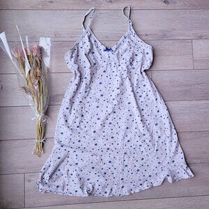 La Vie en Rose Gray Blue Bow Babydoll Ruffle Dress